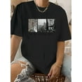 thumbnail image 1 of Camiseta Básica para Mujer Verano TranspirableWomen's Vintage New York City Skyline Graphic T-Shirt - Casual Round Neck, Short Sleeve, Polyester, Machine Washable, Black, Everyday Tshirt|New York Pr, 1 of 6