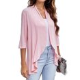 thumbnail image 2 of Women'S Open Front Cardigan 3/4 Sleeve Draped Soft Knit Sweaters Pink XXL, 2 of 7