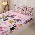 thumbnail image 3 of Manfei Halloween Ghost Print Zipper Queen Comforter Set with Fitted Sheet and 2 Pillowcases,Ghost And Pumpkin Zipper Bedding Set,Pink Reversible,4-Piece, 3 of 7