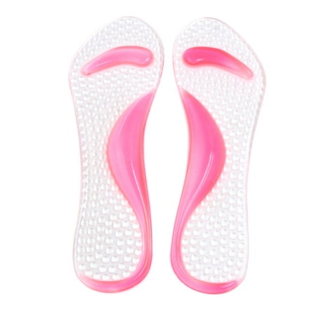 Pink Insoles - 1 Pair Pink Unisex Silicone Foot Massage Insole Relax Cushion Support Pad