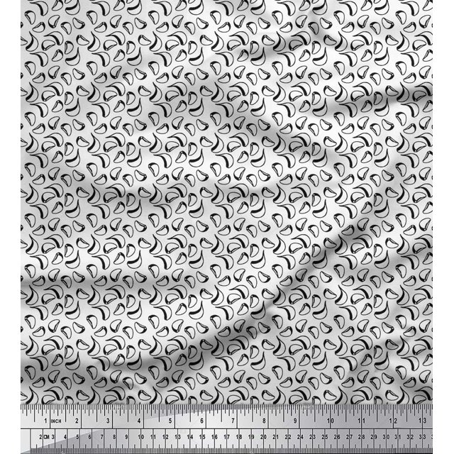 Soimoi Silk Fabric Garlic Small Printed Craft Fabric by The Yard 42 Inch Wide