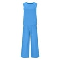 thumbnail image 4 of Mifsaly Linen Sets for Women Summer 2 Piece Sleeveless Top Loose Wide Leg Pants Breathable Lightweight Office Loungewear Beach Vacation Matching Outfits 2026 XXXL, 4 of 6