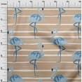 thumbnail image 3 of oneOone Velvet Light Brown Fabric Tropical Flamingo With Stripes Sewing Material Print Fabric By The Yard 58 Inch Wide, 3 of 4