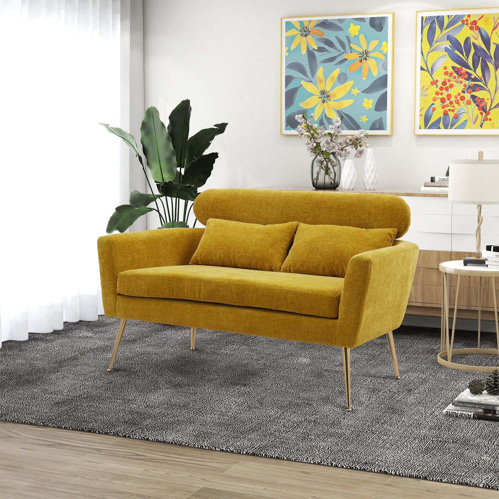 Gardenry 51"W Modern Chenille Loveseat Small Sofa Small Mini Room Couch