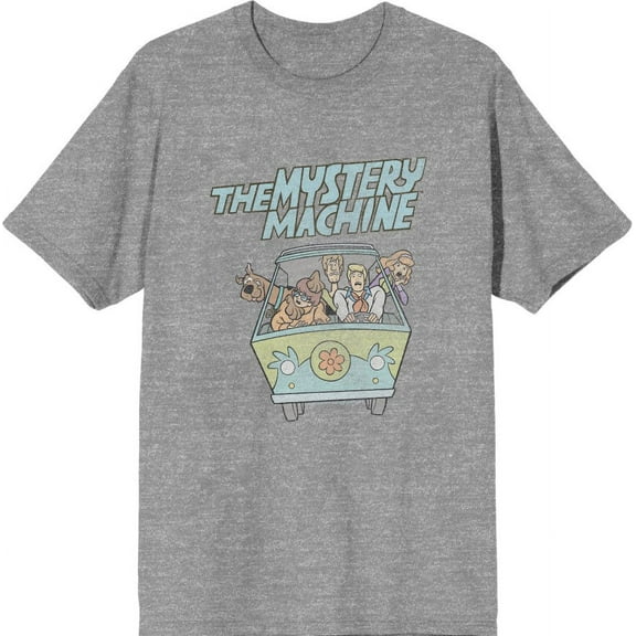 Scooby Doo The Mystery Machine Men's Heather Gray Crew Neck Short Sleeve Tee-Medium
