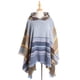 thumbnail image 1 of Chal con capucha a cuadros para mujer, manta, poncho, sudadera con capucha, chal con borlas, 1 of 5