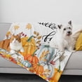 thumbnail image 2 of Fall Throw Blanket for Couch Orange Pumpkin Soft Fleece Flannel Blankets Cozy Lightweight Blanket for Home Sofa Living Room Thanksgiving Autumn Decor, White Pumpkin Maple Leaves Bed Throws 50" x 60", 2 of 8
