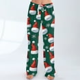 thumbnail image 6 of Women's Pajama Pants Sleepwear Casual Drawstring Elastic Waist Pants Comfy Straight Yoga Loose Trousers with Christmas Print, Fashionable Home Bottoms for Winter, Green, M, 6 of 7