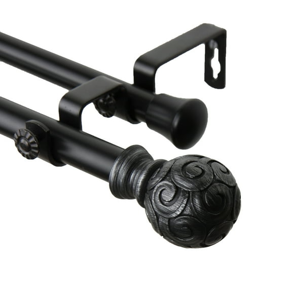 Home Decorative Window Accessories Bonbon Double Curtain Rod 28-48 inch Black