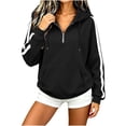 thumbnail image 4 of Atogsazn Womens 1/4 Xip Oversized Hoodies Casual Long Sleeve Fleece Hooded Sweatshirt Fall Winter Tops Black M Fashion, 4 of 7