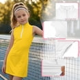 thumbnail image 2 of YUEHUA Girls Tennis Golf Dress Sleeveless Athletic Half Zipper Outfits Built-in Bra Pickleball Sleeveless Athletic Dress Workout Aged 4-14Year, 2 of 7