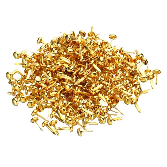 Uxcell 4.5 x 8 mm Mini Brads for Paper Crafts, 300 Pcs Round Paper Fastener, Gold