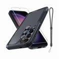 thumbnail image 1 of Chenchen Case for Samsung Galaxy S25 Plus, Full Body Heavy Duty Rugged Shockproof Protective Phone Cover with Lanyard Strap, Tempered Glass Screen Protector and Camera Lens Cover, Black Matte, 1 of 1