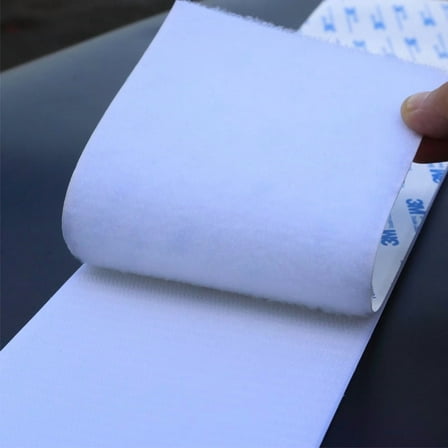 White 110mm x 1M Industrial Adhesive Hook & Loop Tape - Heat/Waterproof, No-Residue, Multi-Surface for Home & Auto