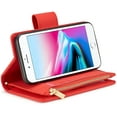 thumbnail image 5 of Case for iPhone 7 Plus iPhone 8 Plus, Glossy PU Leather 9 Card Slots Magnetic Closure Detachable Wrist Strap Zipper Wallet Shockproof Removable Back Cover Case - Red, 5 of 16