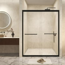 56-60 Inch x 72 Inch Matte Black Double Sliding Shower Door, Tempered Safety Glass with Explosion Proof Film, Aluminum Frame, Stainless Steel Handle, Easy Installation