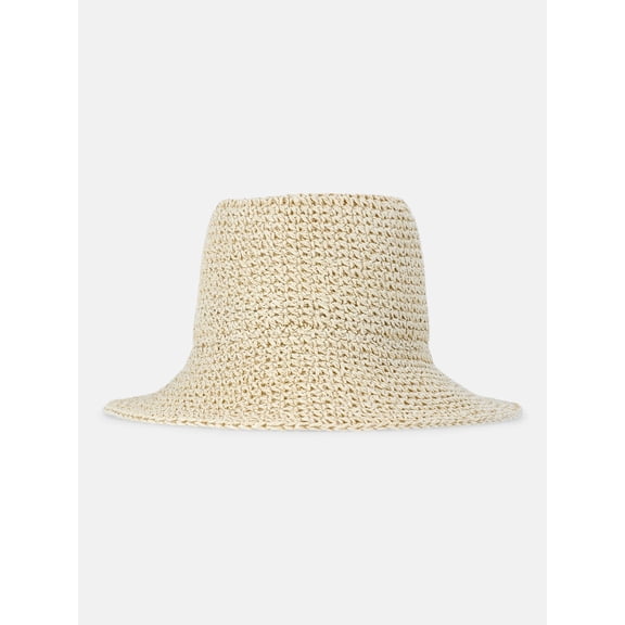 Time and Tru Women's Crochet Bucket, Light Natural