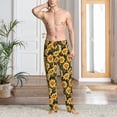 thumbnail image 2 of Balery Vintage Black Plaid Sunflower Pantalones de pijama para hombre, pijama ultraligero, pantalón de descanso-Small, 2 of 6