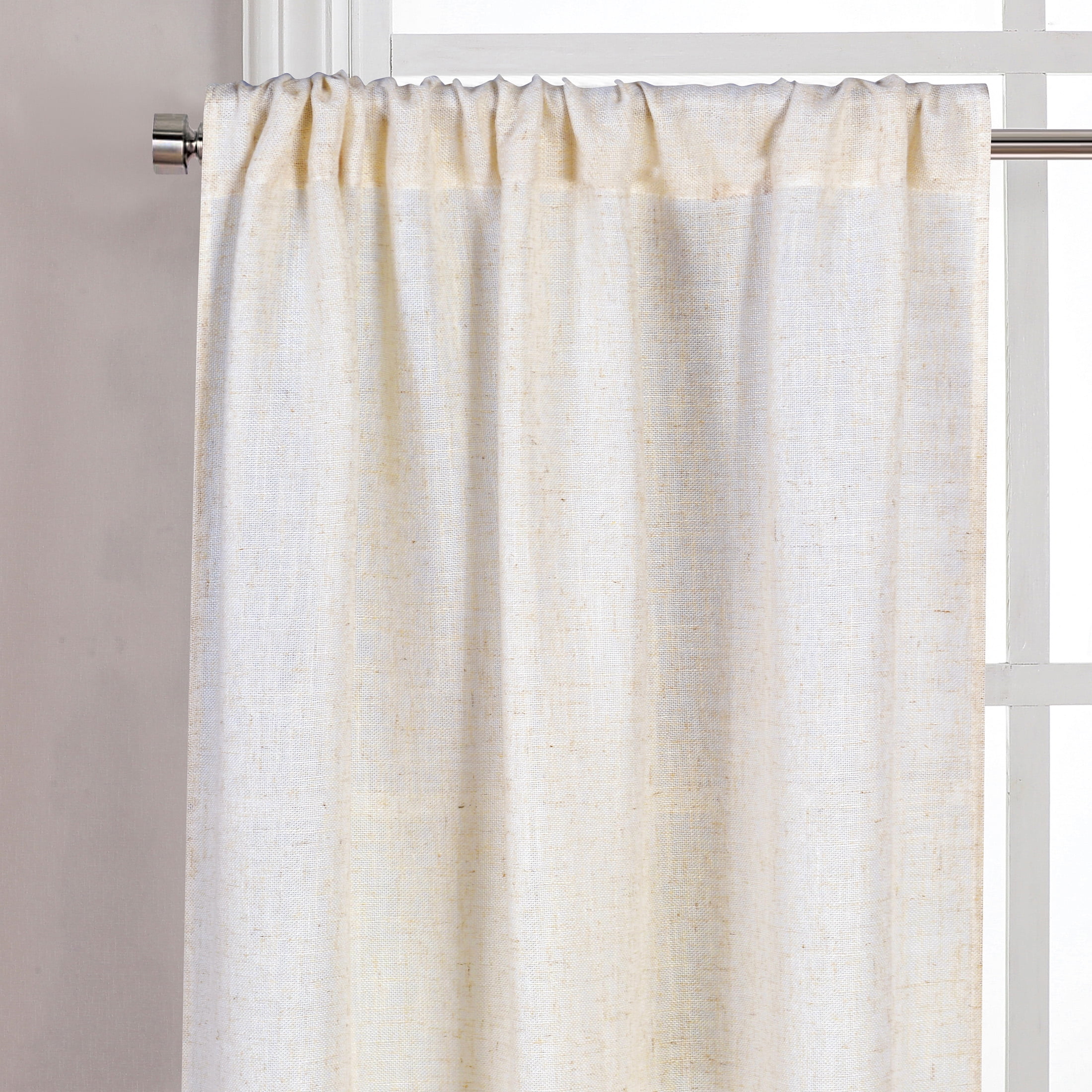 Better Homes & Gardens Linen Blend Light Filtering Rod Pocket Kitchen Curtain Tiers and Valance, Set of 3, Vanilla Dream, 60 W x 36 L