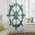 thumbnail image 6 of Green Coastal Sheer Curtains 45 Inches Long, Nautical Summer Vintage Rudder Light Filering Curtains, Breathable Simi Curtain Privacy Drapes for Kitchen Bathroom Lightweight Small Window Treatment, 6 of 9