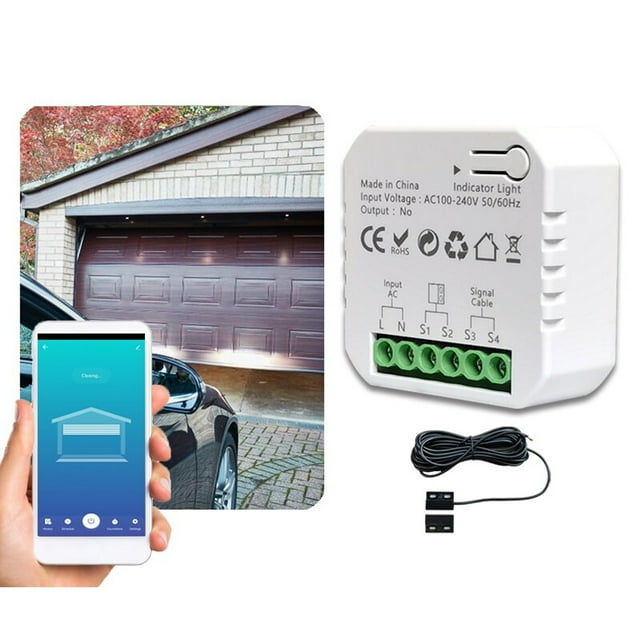 Smart WiFi Garage Opener, Practical Garage Door Opener 100-240V Durable Voice Control for Home