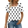 thumbnail image 6 of Jalioing Women's Summer Shirts Short Puff Sleeve Fashion T Shirts Trendy Square Neck Casual Tops Outfits, 6 of 7
