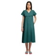 thumbnail image 2 of Moomaya Cotton Lace Neckline Sleepwear For Ladies V-Neck Solid Nightdress, 2 of 6