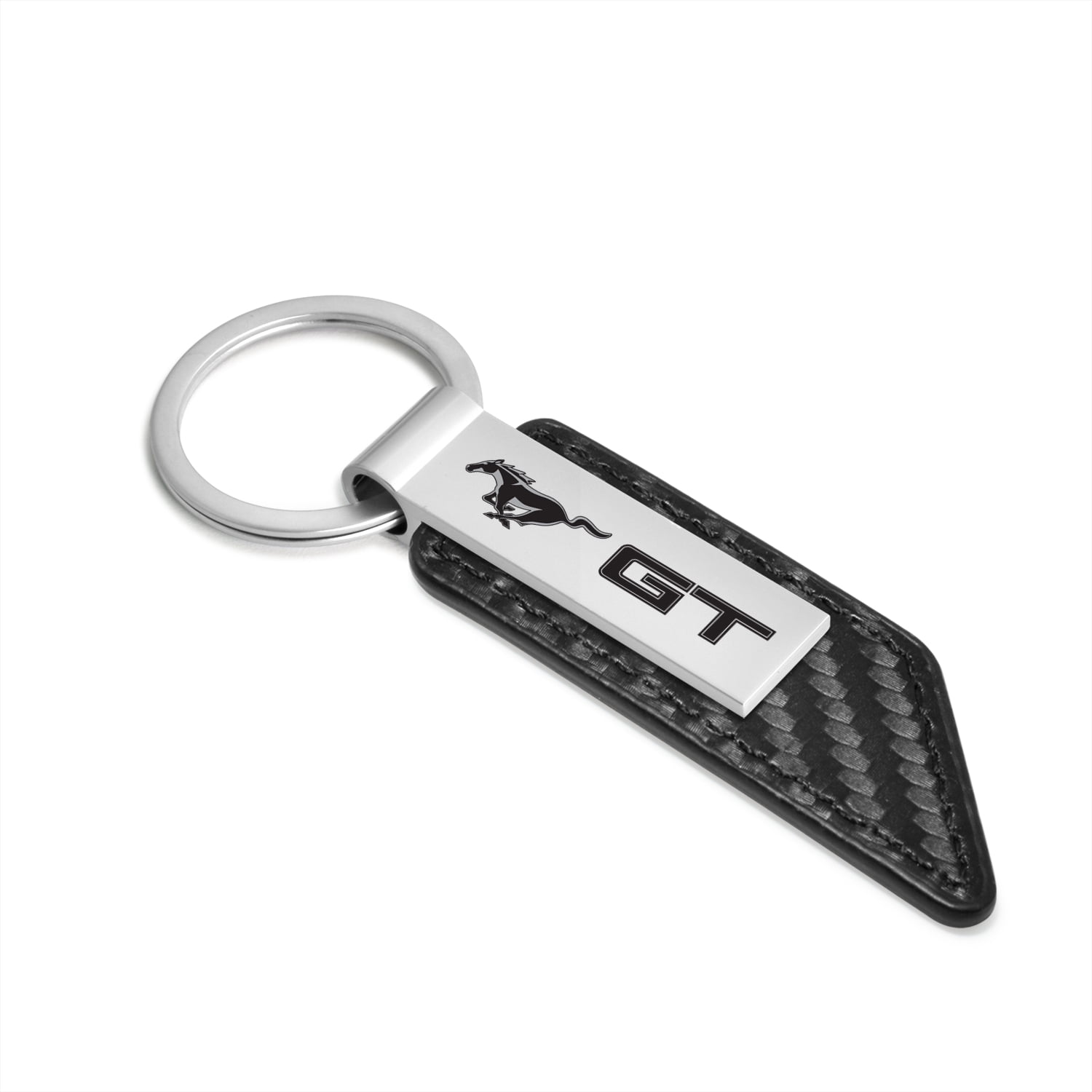 iPick Image for Ford Mustang GT Carbon Fiber Texture Black PU Leather Strap Key Chain, Official Licensed