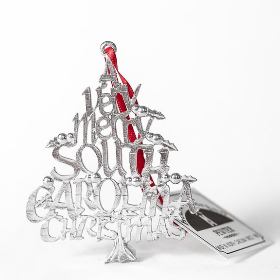 Handmade South Carolina Pewter Ornament - A Very Merry South Carolina Christmas