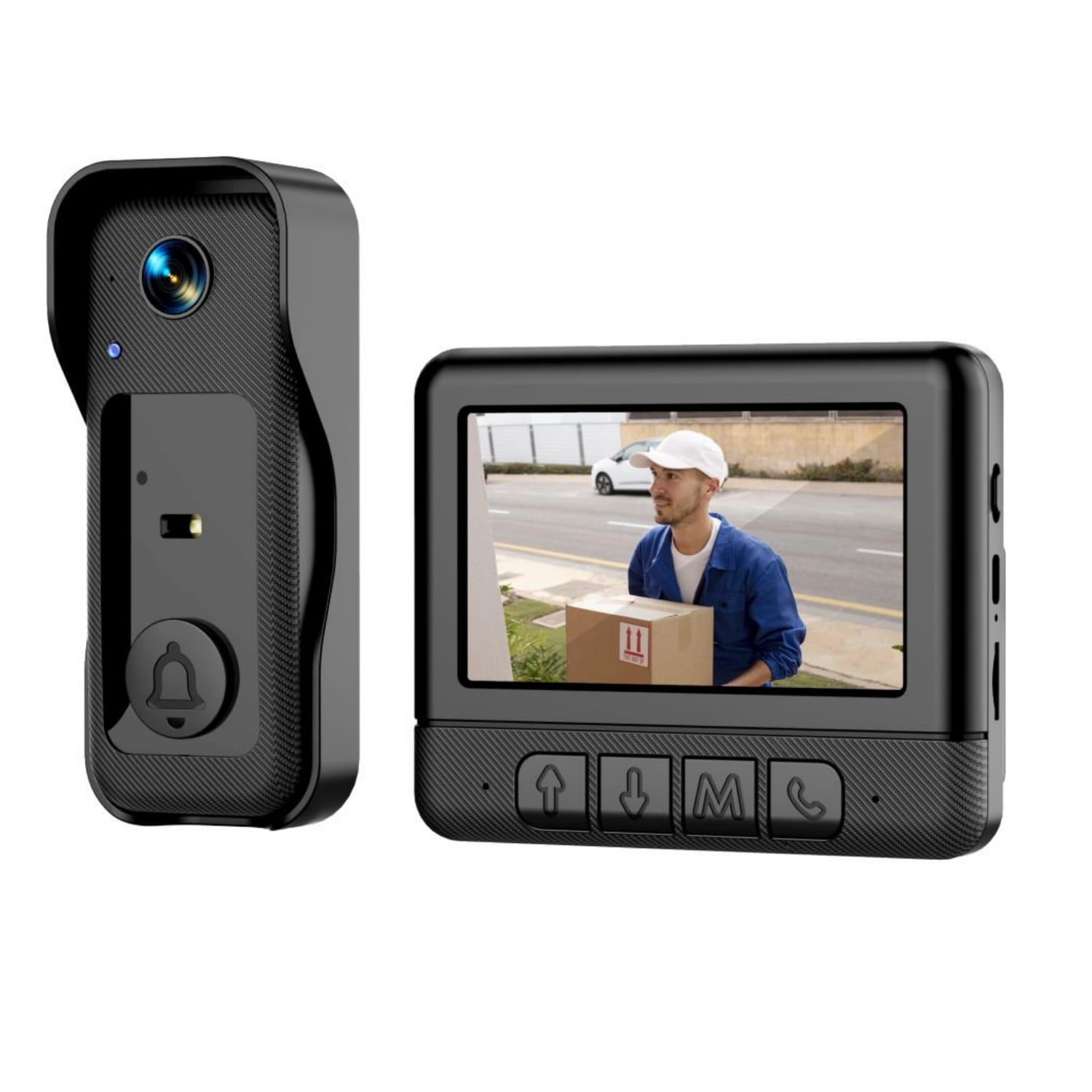 Visual smart doorbell with 4.3-inch color display, 0.3 megapixel camera for home security