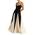 thumbnail image 1 of Vestido de fiesta EEMEII para mujer, tirantes finos, patchwork, negro y blanco, 1 of 7