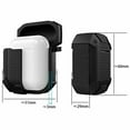 thumbnail image 3 of for AirPods Case, Silicone Rugged Armor Protective Cover with Keychain Hooks Earbuds Wireless Charging Case, Accessories Apple AirPods 1 & 2, Black MatteFront LED Visible (Black Matte), 3 of 4