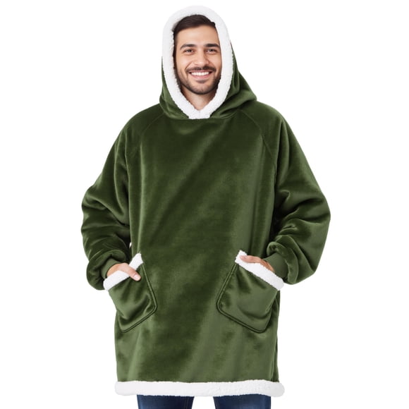 Sudadera con capucha Bedsure Sherpa, forro polar para adultos y niños, color oliva