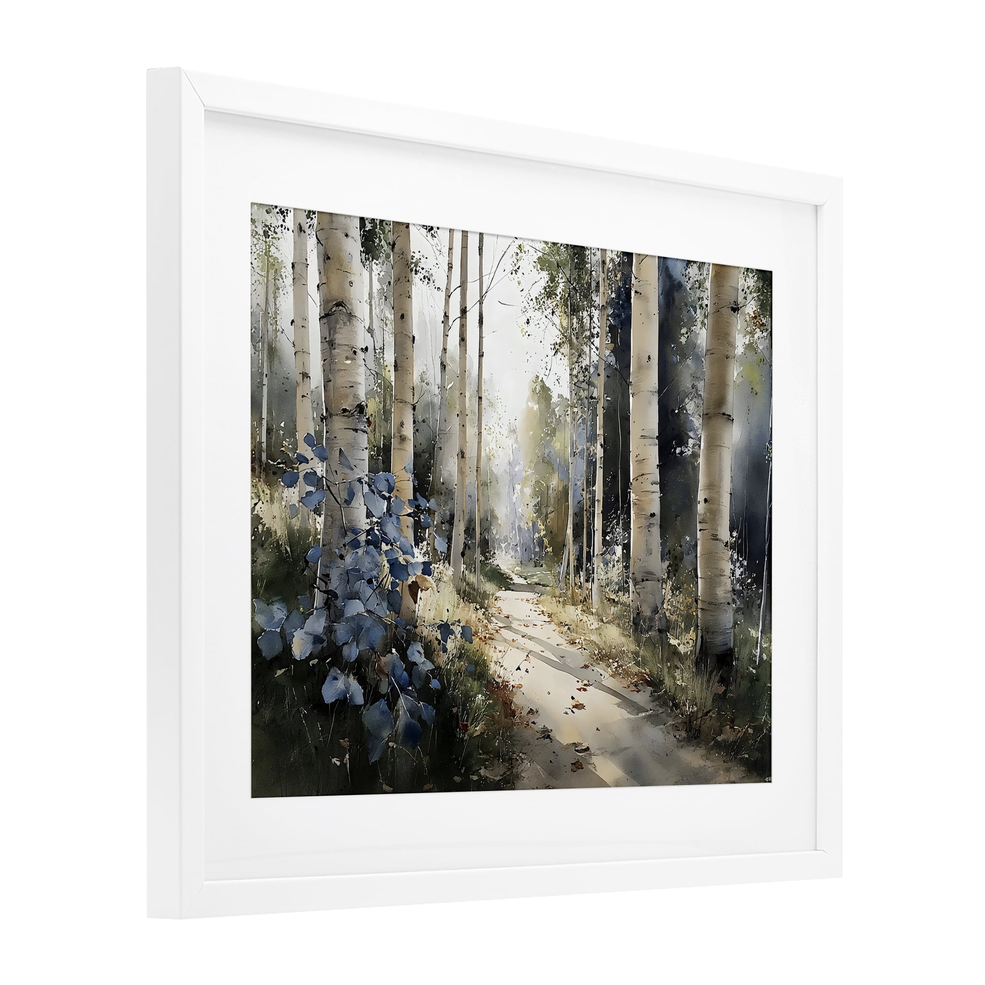 Stupell Industries Blue Birch Sunlit Forest White Framed Print Under Glass, design by Franklyn Gregory