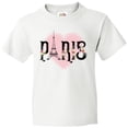thumbnail image 3 of Inktastic Paris Pink Heart Eiffel Tower with Flowers Youth T-Shirt, 3 of 5