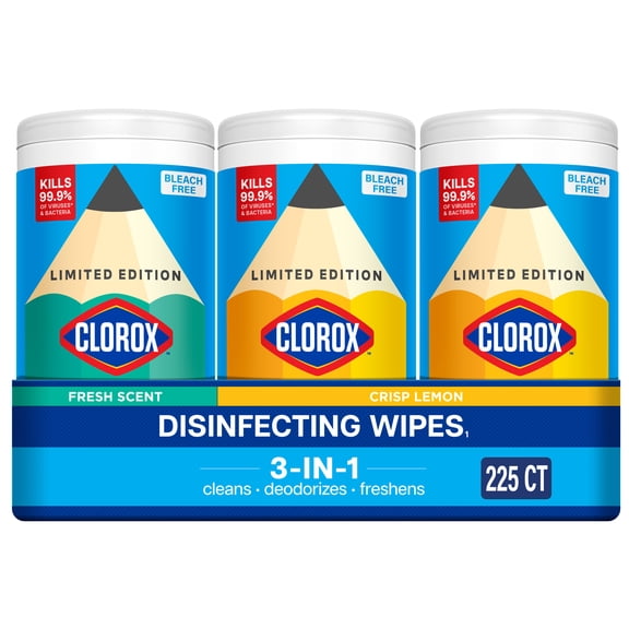 Clorox Disinfecting Cleaning Wipes Back to School Variety Pack, 75 Count Each, Pack of 3