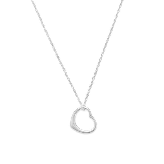 Precious Stars Silver Floating Heart Pendant with 18 inch Necklace