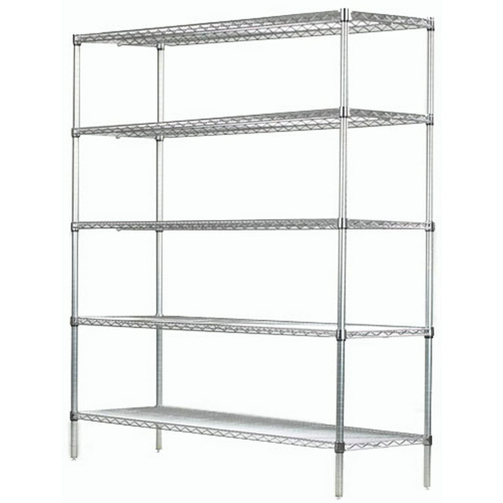 18" Deep x 48" Wide x 54" High 5 Tier Stainless Steel Wire Starter Stainless Steel 5 Tier Shelving Unit