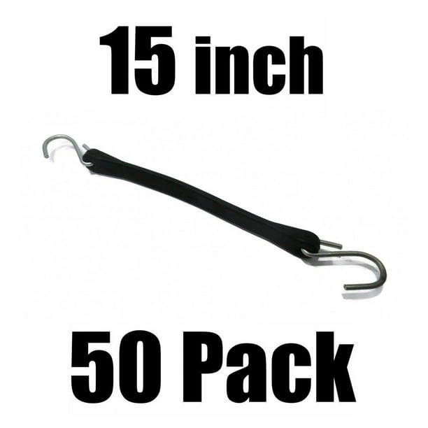 (50) 15" RUBBER TARP STRAPS Heavy Duty Black EPDM MultiPurpose Tie