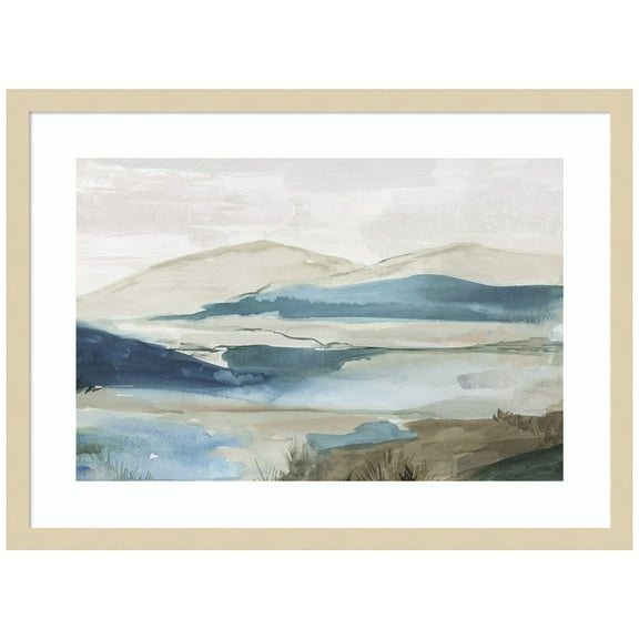 Amanti Art Misty Blue Mountains Wood Framed Wall Art Print