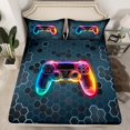 thumbnail image 2 of Homewish Gradient Gamepads Twin Sheet Sets 3pcs for Kids Teens,Geometric Honeycomb Hexagon Twin Fitted Sheet Microfiber,Abstract Video Game Breathable Flat Sheet,Luxury Bedroom Decor, 2 of 7