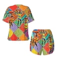thumbnail image 6 of Easygdp Dancing African Womans Women's Pajama Set,Sleepwear with Buttoned Top and Elastic Waist Shorts, Ideal for Lounging, Yoga, Beach, and Casual Wear-3X-Large, 6 of 8