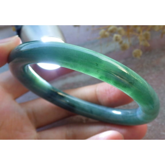 Icy Green Natural A JADE Jadeite Circle Bangle Bracelet 55 mm 681073 TN