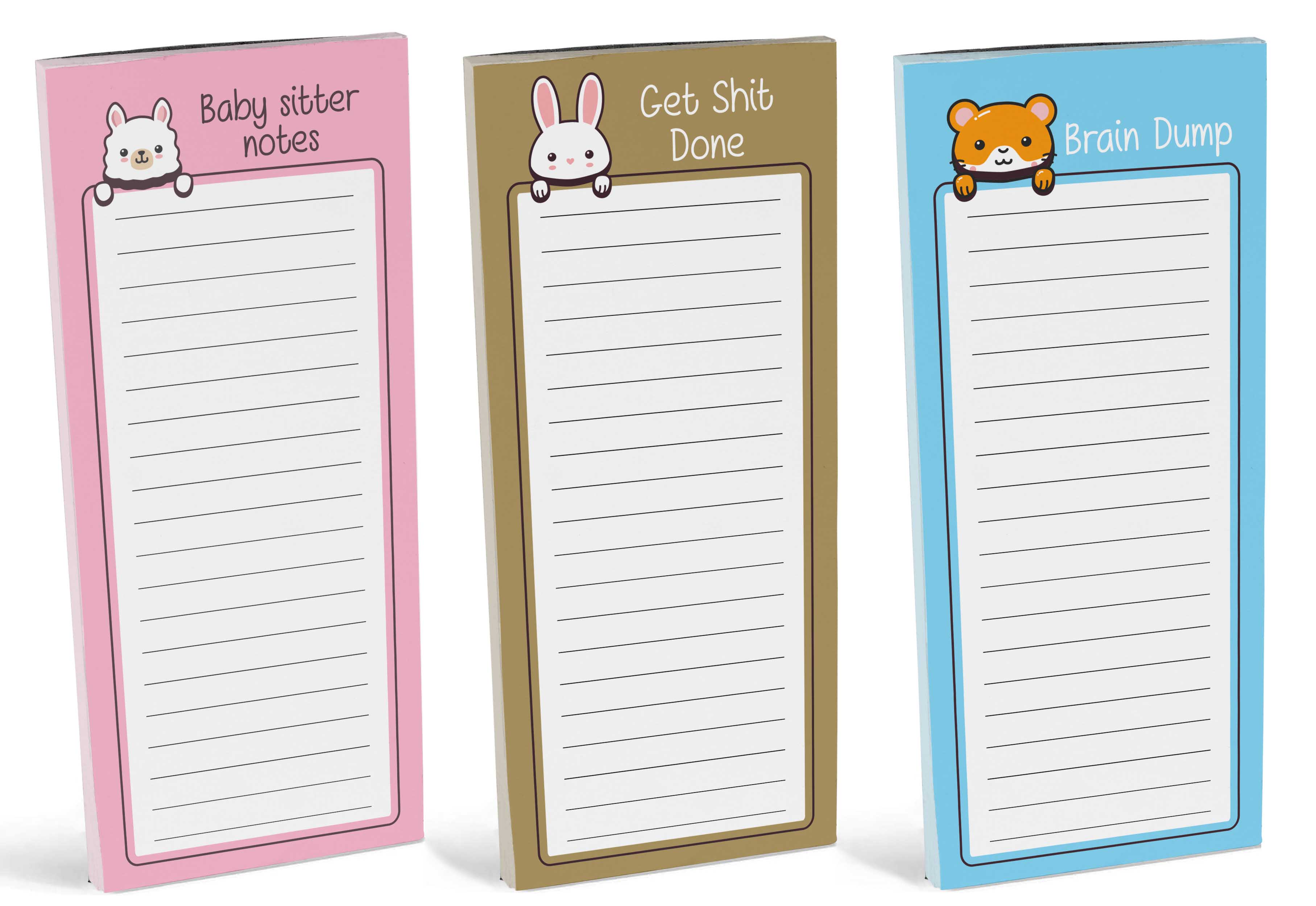 Inkdotpot Pack of 3 Magnetic Fridge To-Do List Notepads- Magnetic Memo Pads For Refrigerator-(50 Sheets Each)-NY