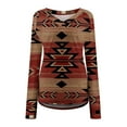 thumbnail image 4 of Honeeladyy Rollbacks Retro Ethnic Style Shirt for Women Vintage Western Aztec Geometry Printing Blouse Loose Long Sleeve V Neck Casual Tops, 4 of 4