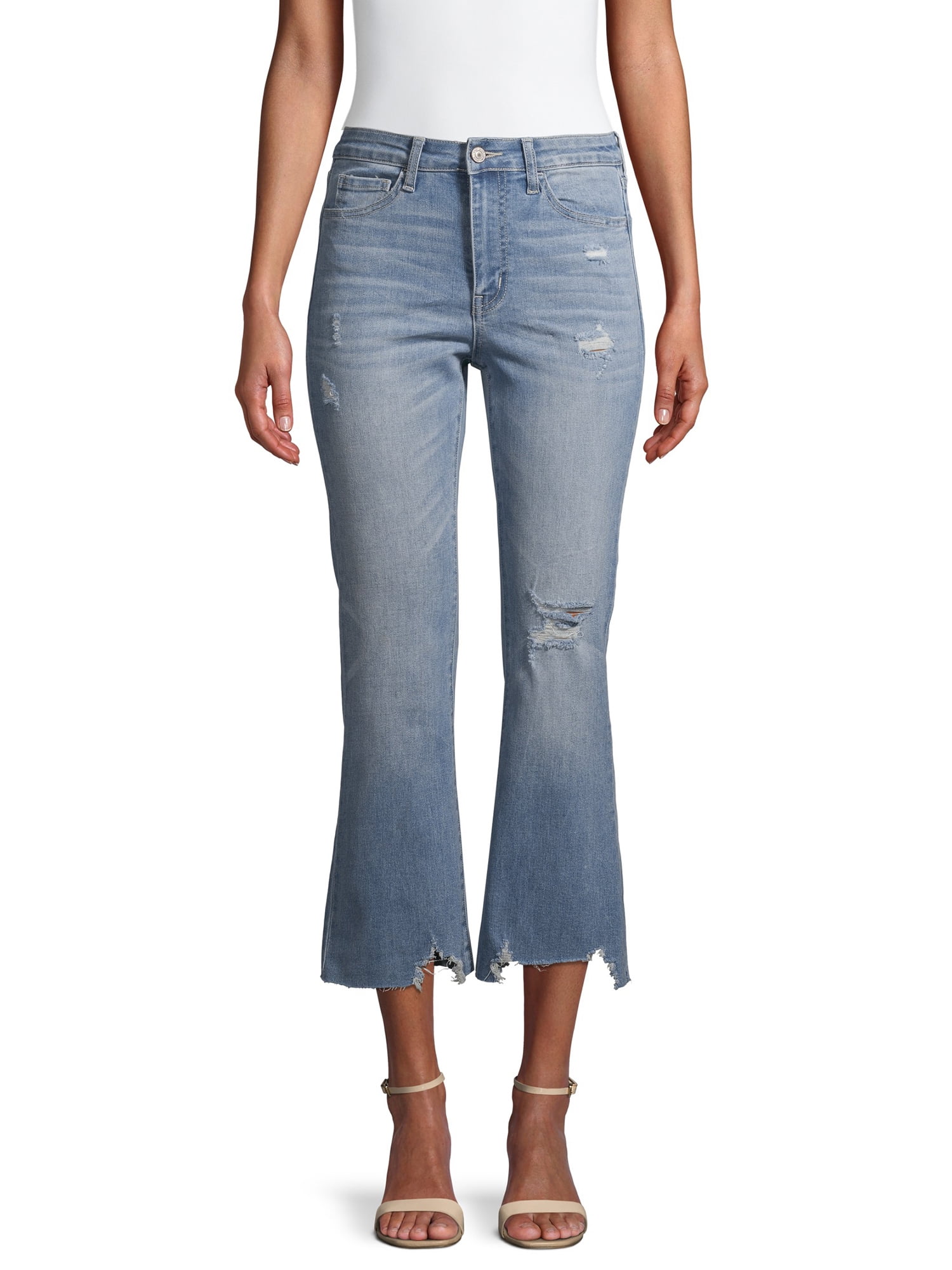 Vervet Jeans Vervet Jeans High Rise Uneven Hem Crop Flare Walmart