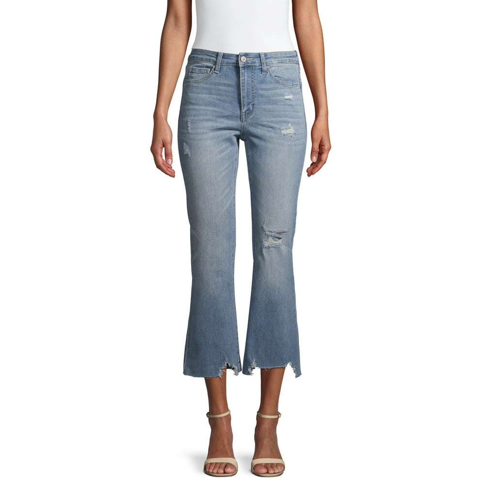 Vervet Jeans Vervet Jeans High Rise Uneven Hem Crop Flare Walmart