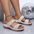 thumbnail image 6 of GERsome Womens Low Wedge Sandals Open Toe Slip-On Slides Platform Casual Walking Shoes Summer Beach Vacation Sandals, Beige Size 6.5, 6 of 9