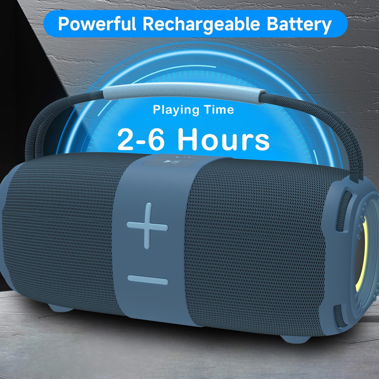 Babyltrl Portable Bluetooth 5.3 Speaker,9.3" Wireless Speaker with Dynamic LED Lights and Powerful 360° Sound,TWS Pairing,Outdoor Music Party Show,Blue