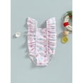 thumbnail image 2 of Arvbitana Toddler Baby Girls Romper Swimsuit Ice Cream / Strawberry Print Fly Sleeve Ruffles Bodysuit Swimwear Summer Cute Bikini Bathing Suit 6M-3T, 2 of 8